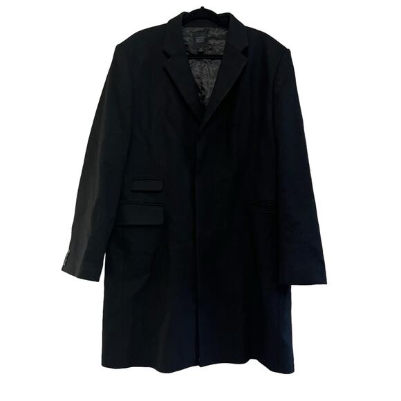 NWT Express Design Studio Men's Wool Blend Overcoat XL Black Made in Turkey - Picture 1 of 16